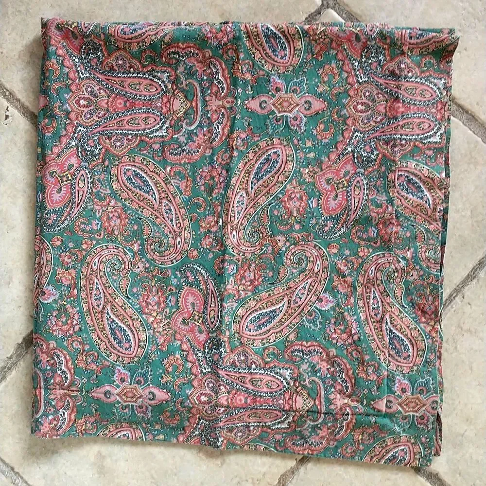 VTG Ralph Lauren Pillow Cover Paisley Floral Green Red Square 30x31